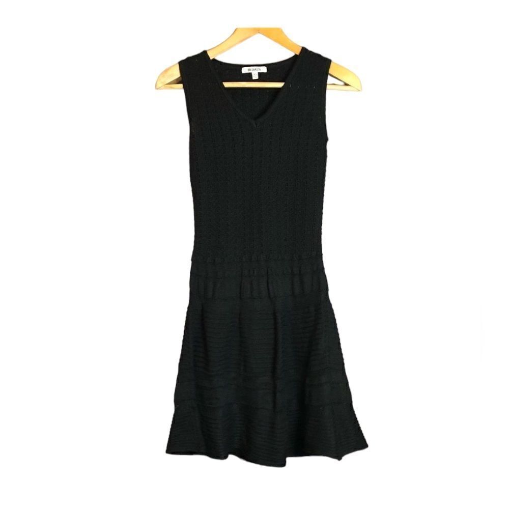 βBBβDakotaΒ blackβcrochetβwoolβblendβknitβdress